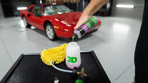 pouring cleaner into foam blaster 
