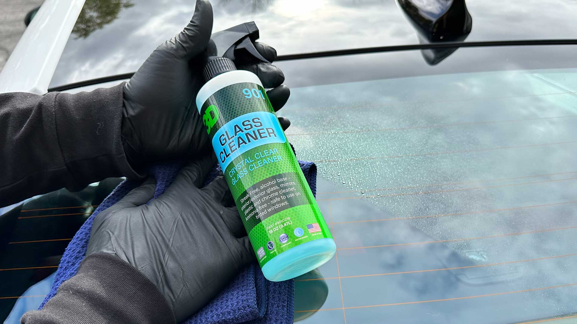 glass cleaner spray on rear windshield