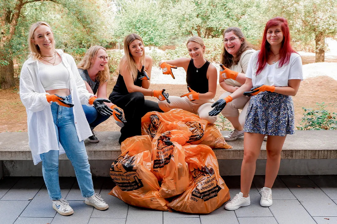 WingGuard employees present the collected garbage