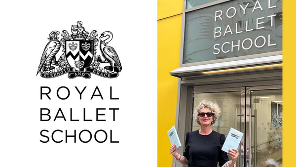 Helen owner of Imperfect Pointes stood outside the Royal Ballet School with the sustainable tights