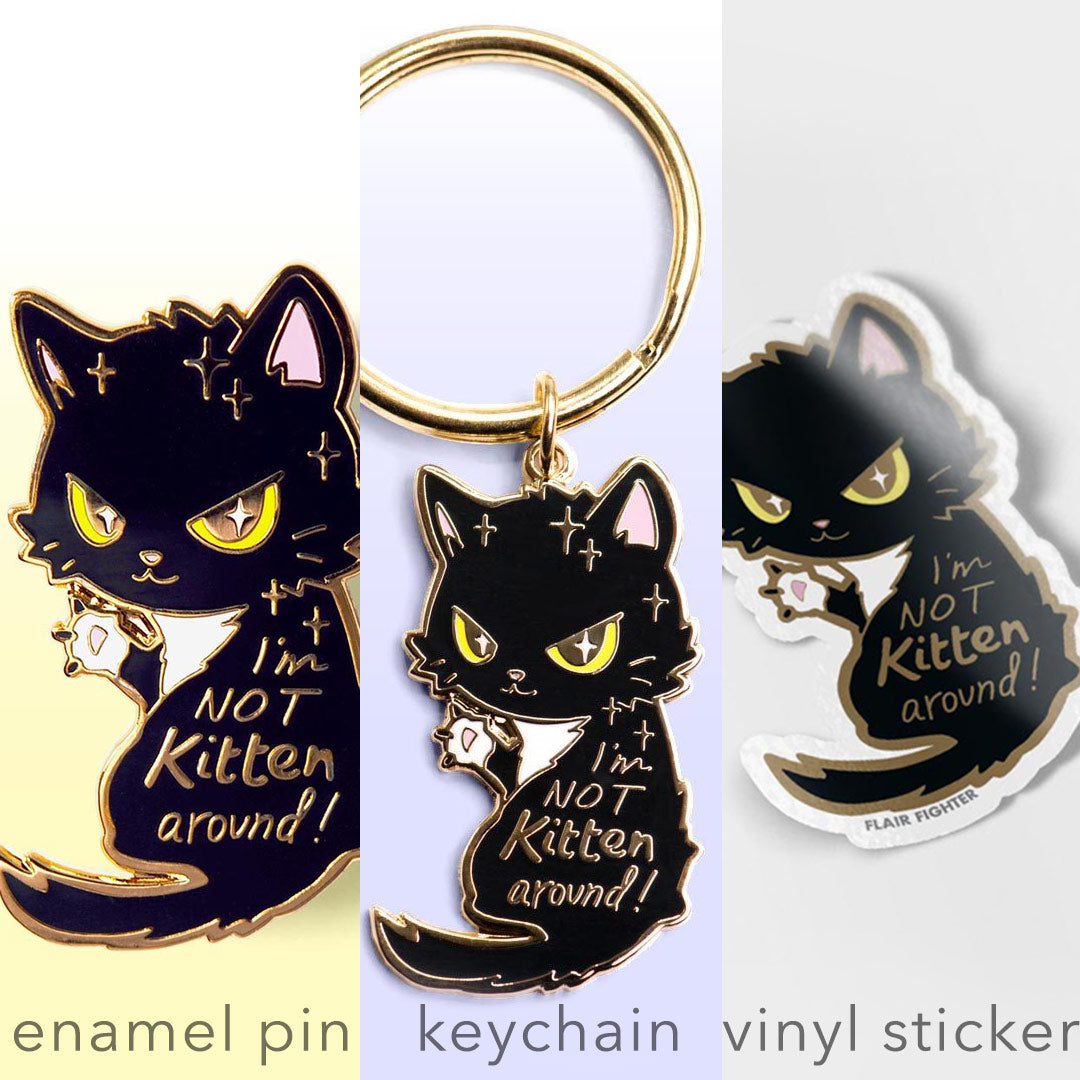 Flair Fighter Day and Night Cats Cute Hard Enamel Keychain