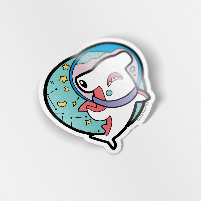 Hammerhead Space Shark Waterproof Vinyl Sticker - Flair Fighter