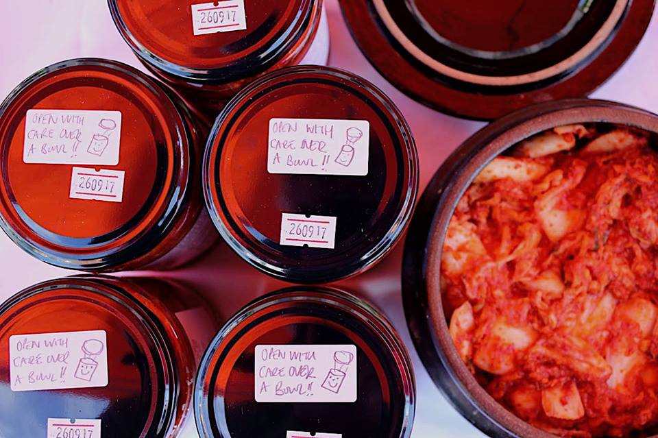 Kimchi Human inside jars