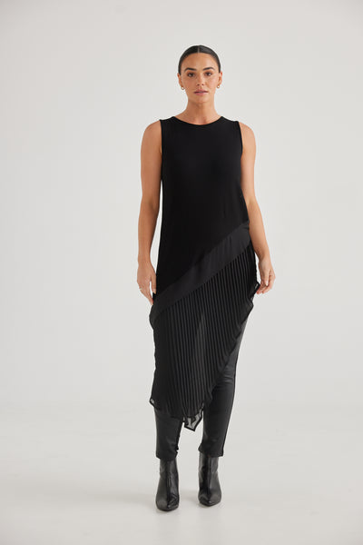 Georgie Asymmetric Top in Black