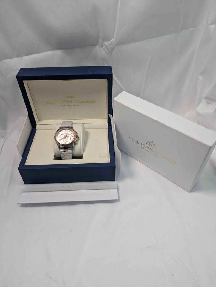 Christophe Duchamp Grand Mont Mens Quartz Chronograph Watch - Black Dial - Steel Bracelet BRAND NEW