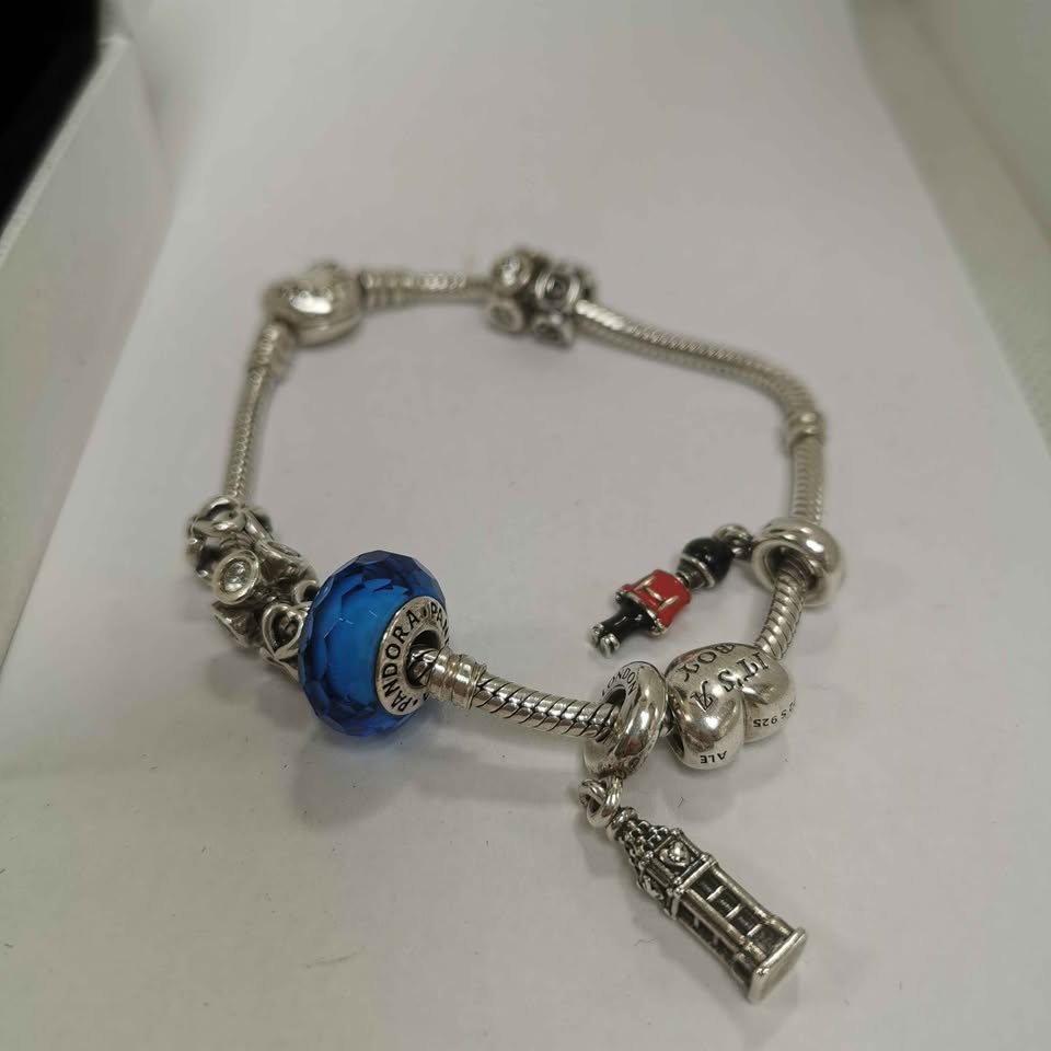 Pandora Bracelet (9 Charms, 5925 ALE Hallmarked) 18.5g Boxed - Approx 9" - Image 4