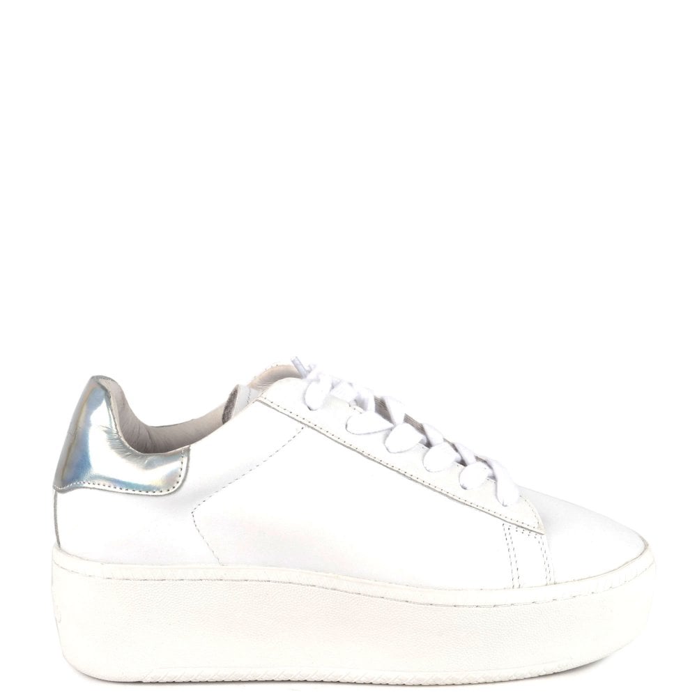 silver leather trainers ladies