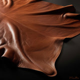 Photo of a brown leather hide on a table.