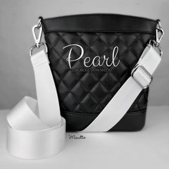 Luxe nylon strap for handbags and purses, shown in the Pearl white color with silver-tone hardware.