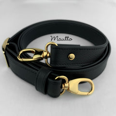 Black pebbled and textured classic leather strap.
