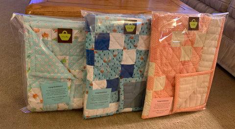 Quilted blankets for babies, made by Mautto and donated to local hospital.