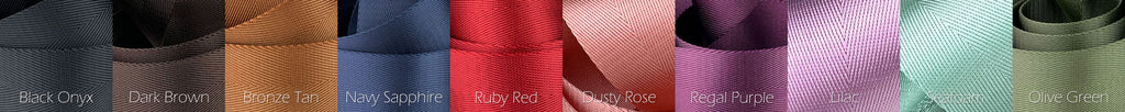 Colorful luxury nylon colors for custom cross body purse straps.
