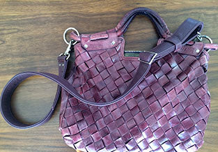 Purple Latico Leather bag with new adjustable leather shoulder strap.
