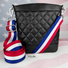 American patriot strap for bags of all sizes and shapes. Red, White and Blue colors.