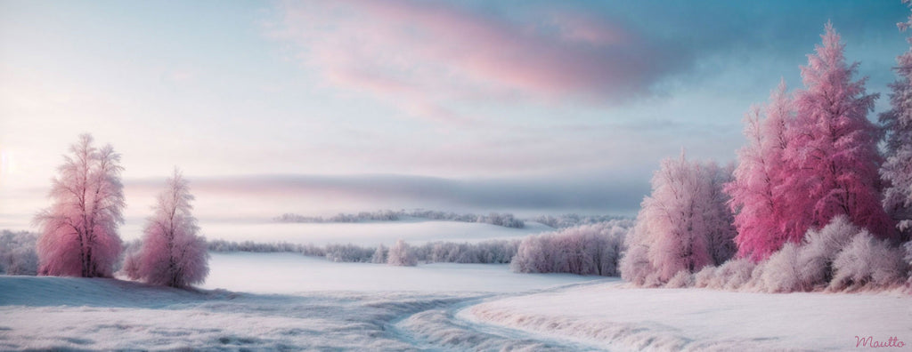Photo of wintery landscape, featuring the color palette of the season.