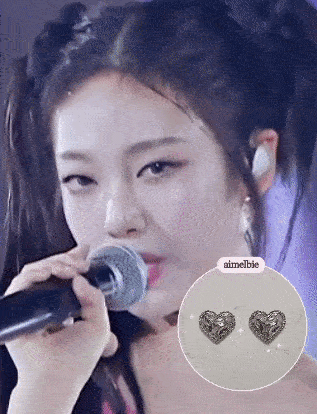 [Aespa NingNing, Red Velvet Joy, IVE Gaeul, ITZY Yuna Earrings] Silver Laced Hearts Earrings