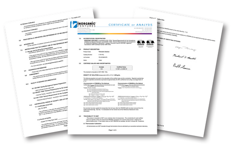 Inorganic Ventures Certificates of Analysis