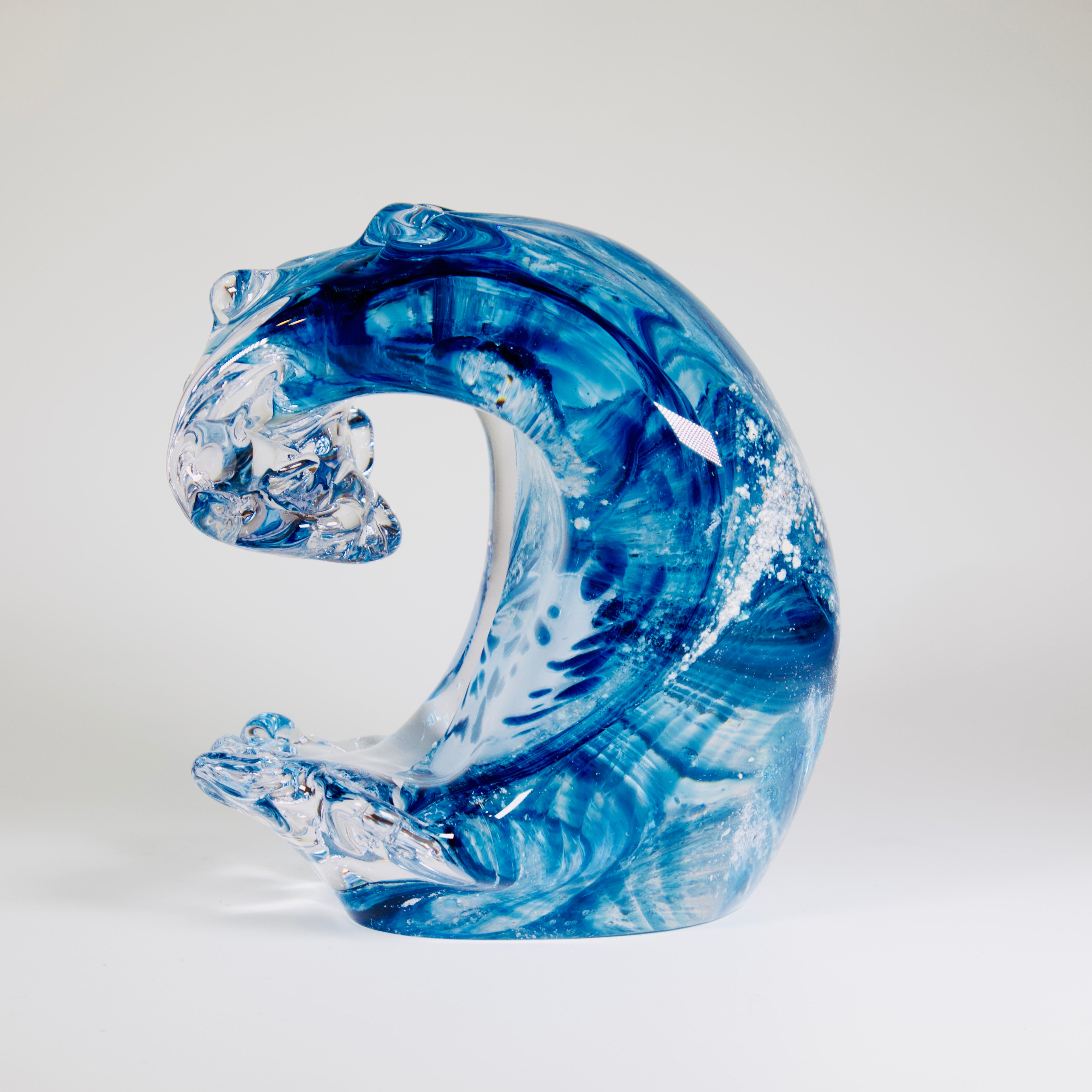 Hand Blown Glass Cremation Ashes into Wave Keepsake