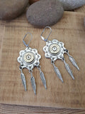 Silver Concho and Feather Charm Bullet Earrings-SureShot Jewelry