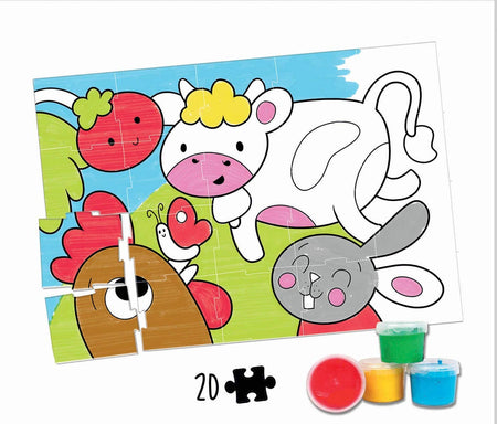 Puzzle de colorat pentru copii FingerPaint - Ferma Animalelor - Kosmos Kids