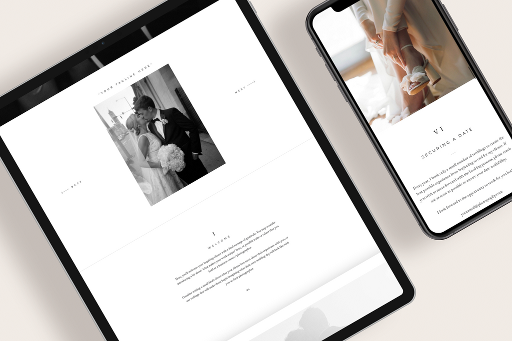 showit custom pricing guide template for wedding photographers