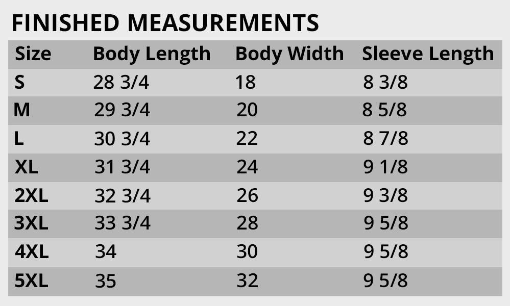 Men's Apparel Size Chart – Warrior