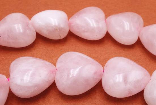 Beautiful Natural Rose Quartz Puff Heart Beads