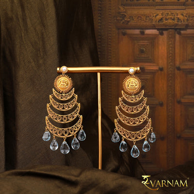 Dainty & Light 22k Gold Chandbalis Studded With Pearls & Pheroza GER 045