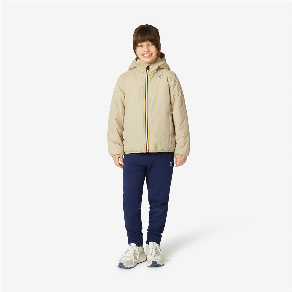 K-Way Claude Orsetto White Kids Lined Jackets in Ecru