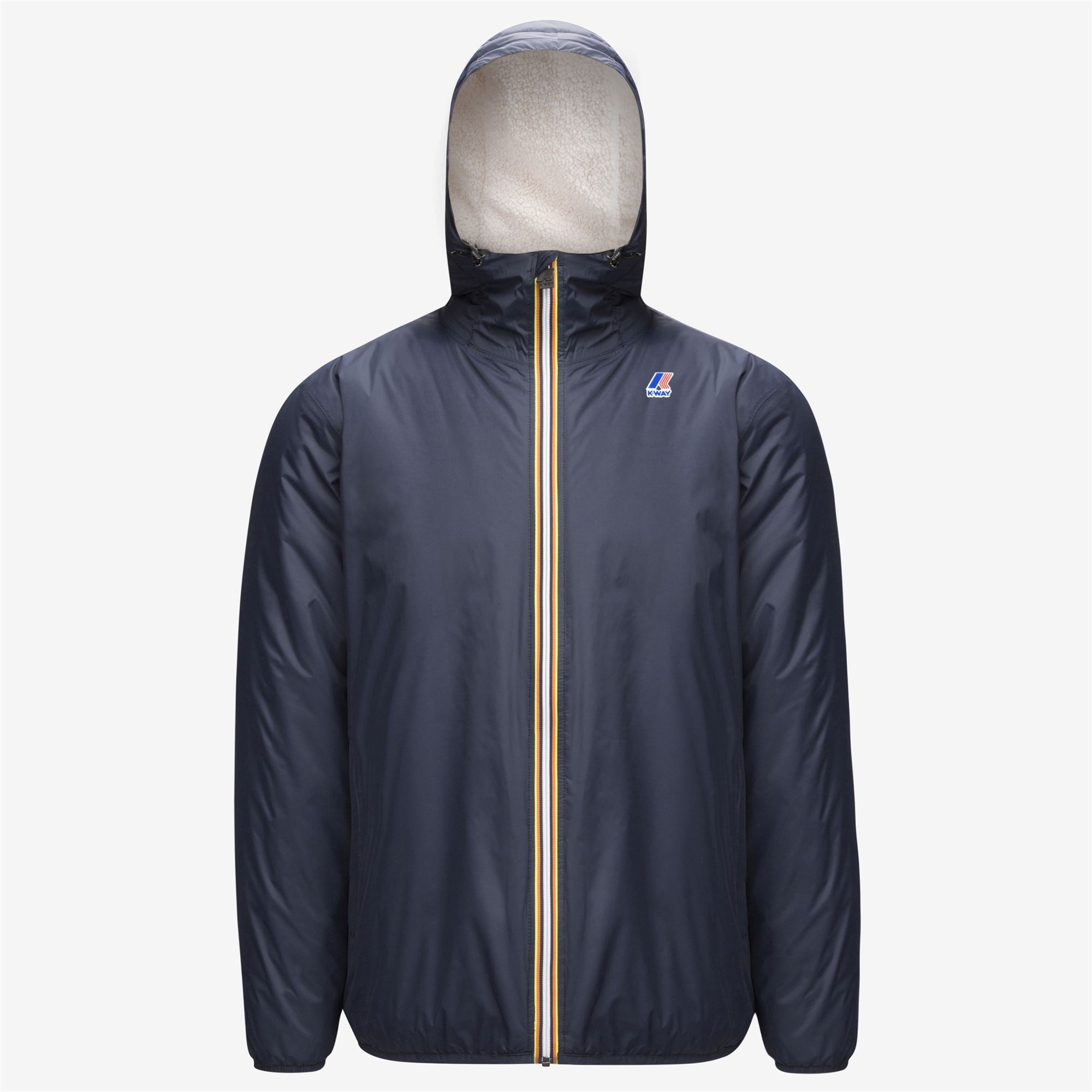 Jacket Depht K-Way Rain Orsetto Eiffel Blue Long Lined Packable