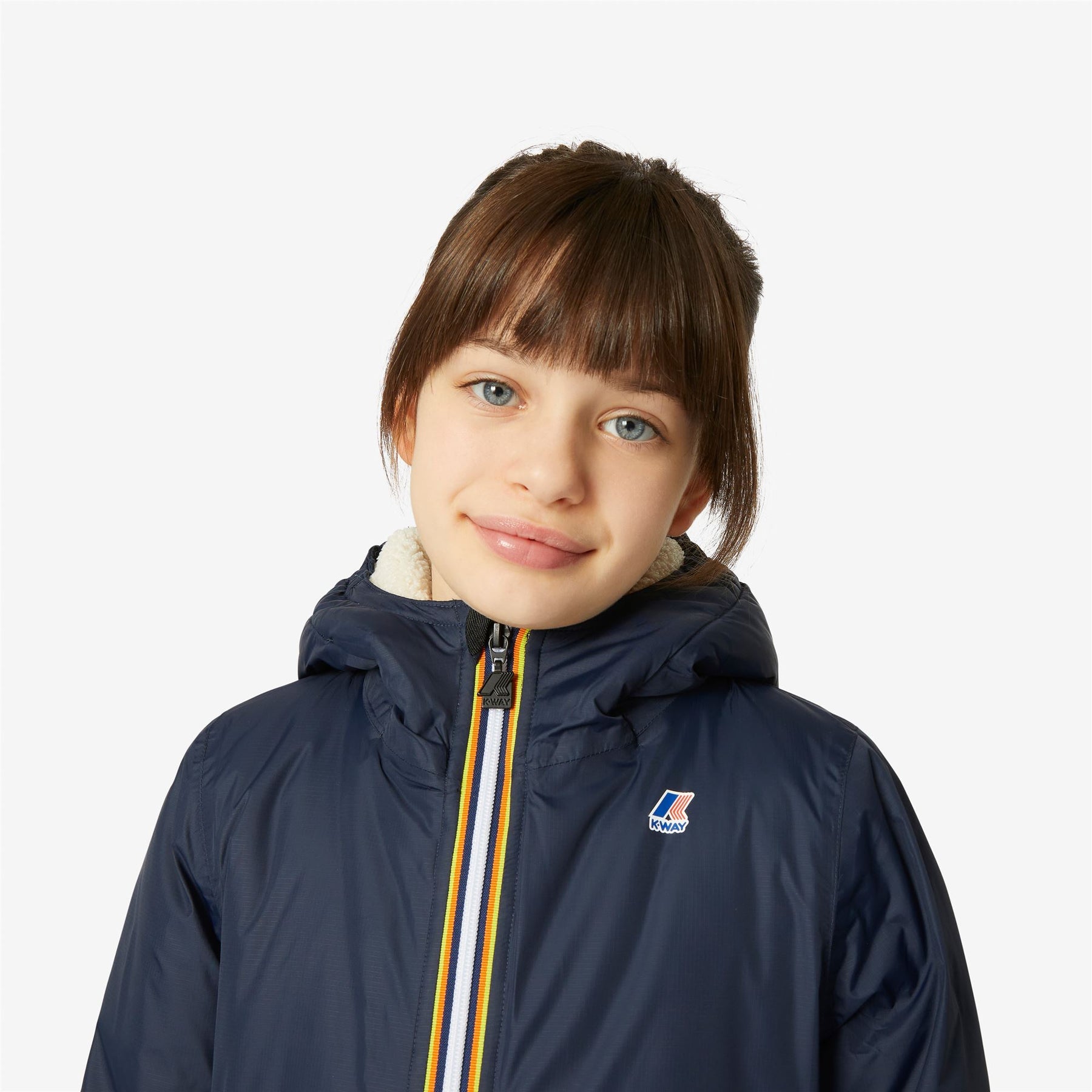 K-Way Eiffel Packable Blue Depht Orsetto Jacket Long Lined Rain