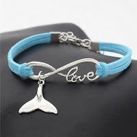 SAVE THE OCEAN BRACELET LEATHER WHALE TAIL