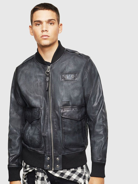 DIESEL L-OIUKI Aviator jacket in aged leather – Express Current