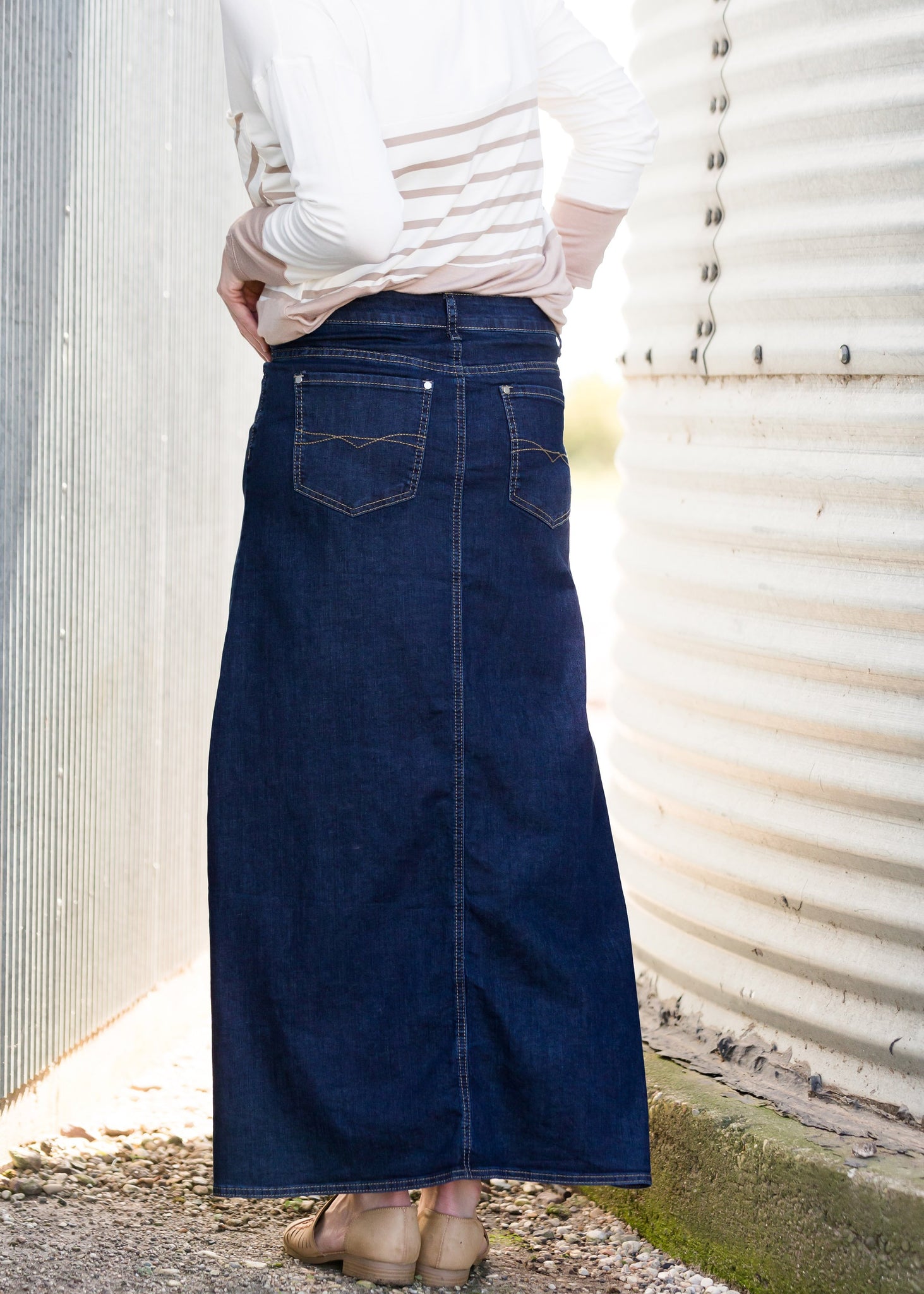 long denim skirt