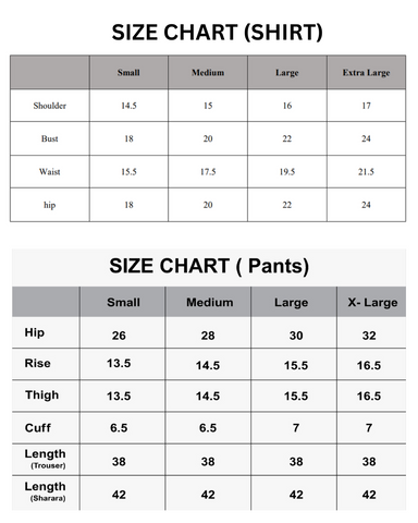 Size Chart – KHUDA BAKSH CREATIONS
