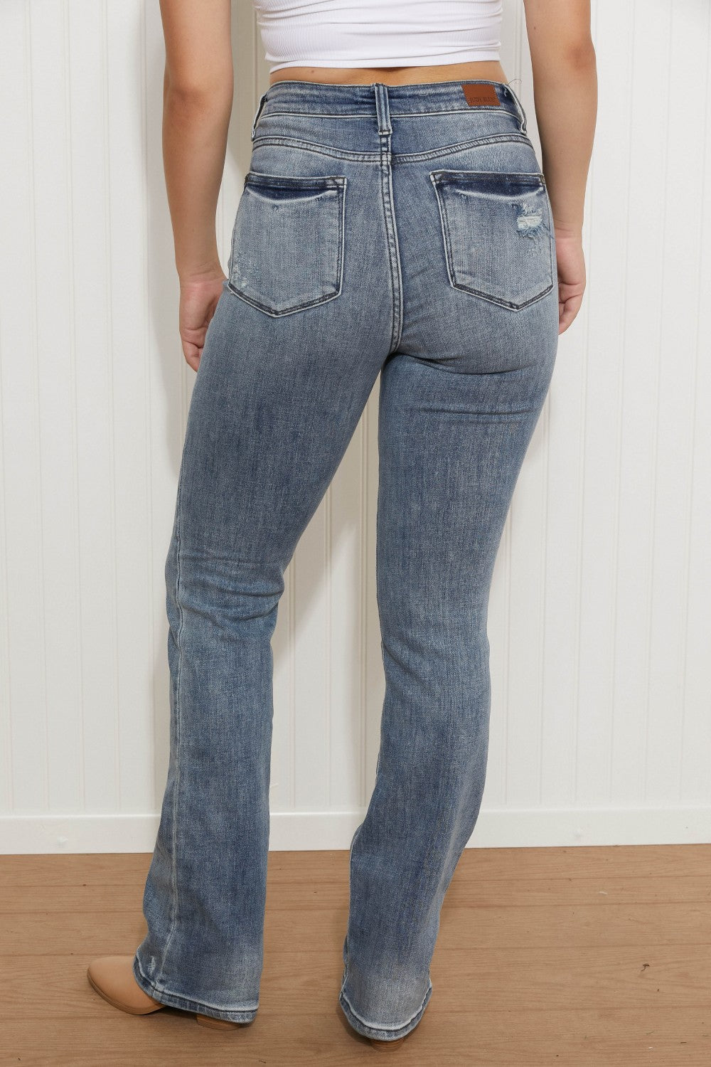 Judy Blue Emily Full Size High Waisted Destroyed Bootcut Jeans