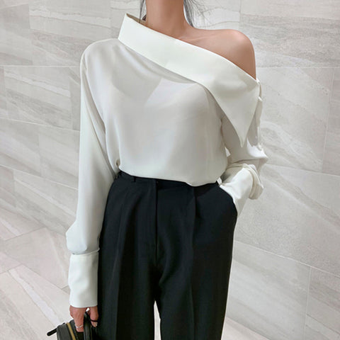 asymmetric off shoulder blouse 