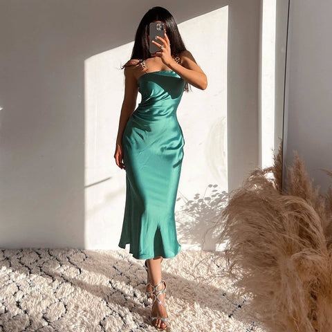 women-fashion-satin-sea-green-dress-straps-with-chains-female-elegant-maxi-midi-slit-camisole-dress-chic-lady-robe