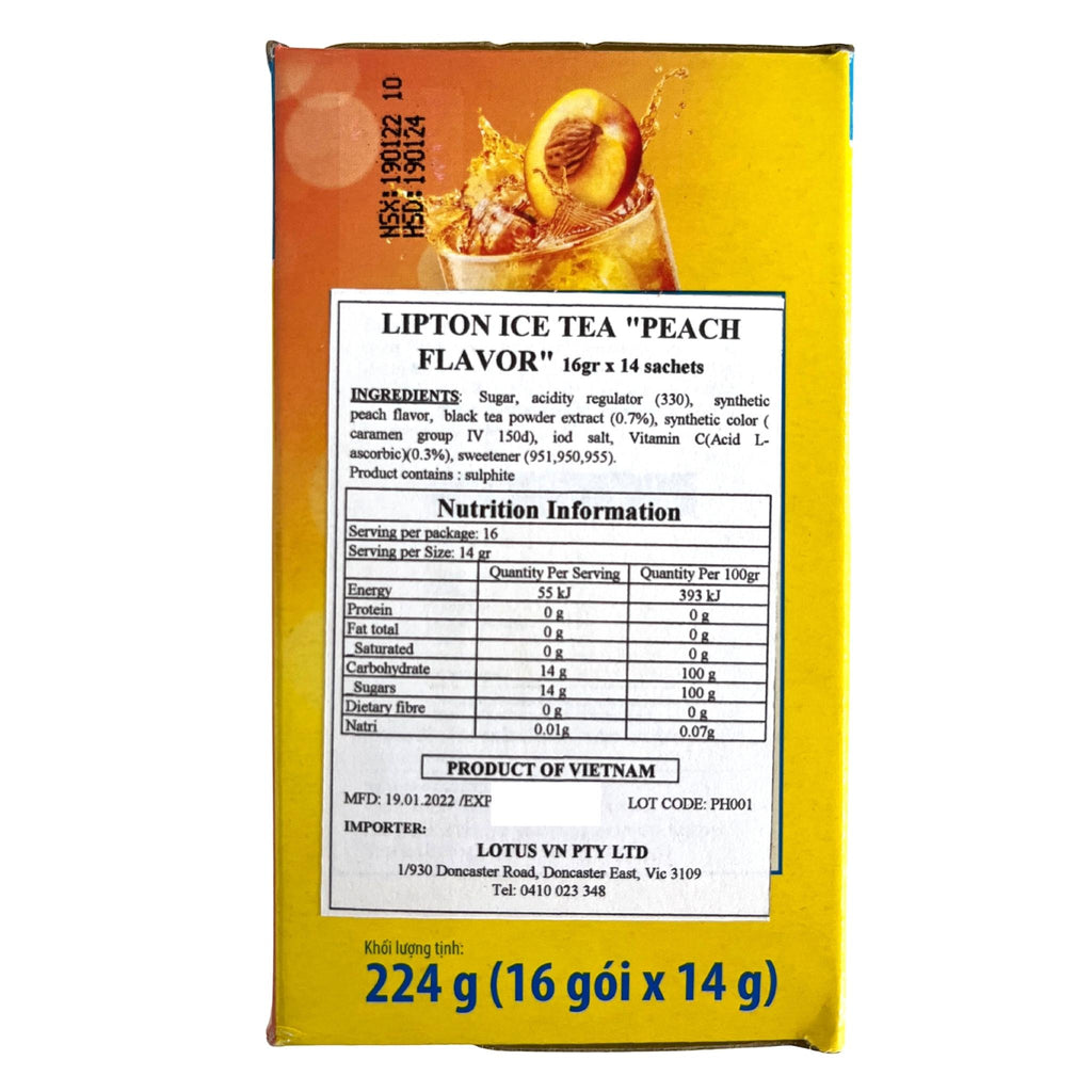 lipton ice tea nutrition label