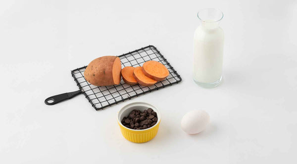 Picture of the ingredients to make sweet potato pancakes