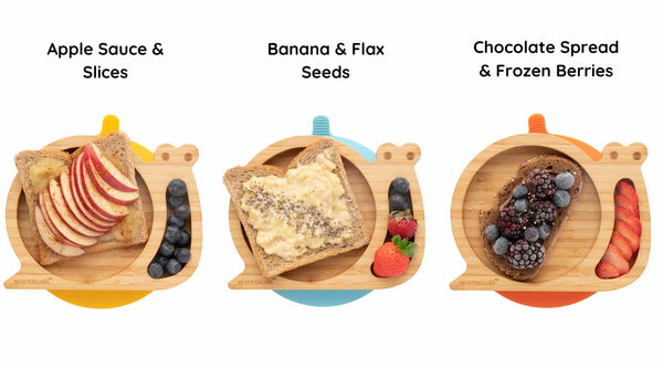 Toast Toppings on eco rascals bamboo snail plate