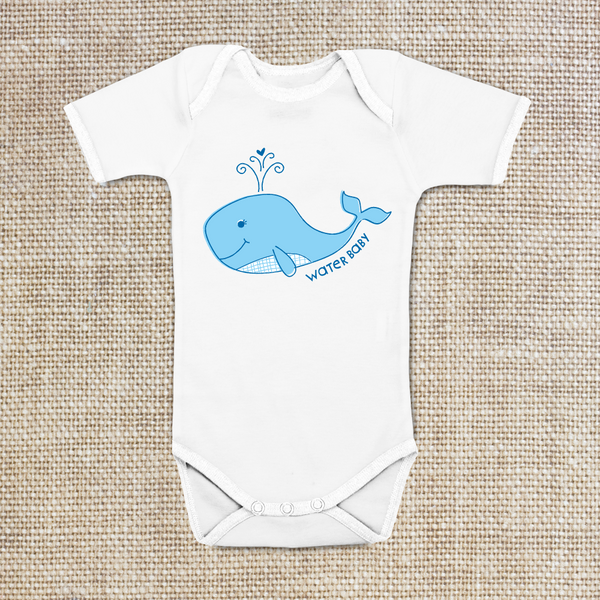 Blue Whale water baby Onesie, Baby Bodysuit, 100% cotton, 6 mo, 12 mo ...