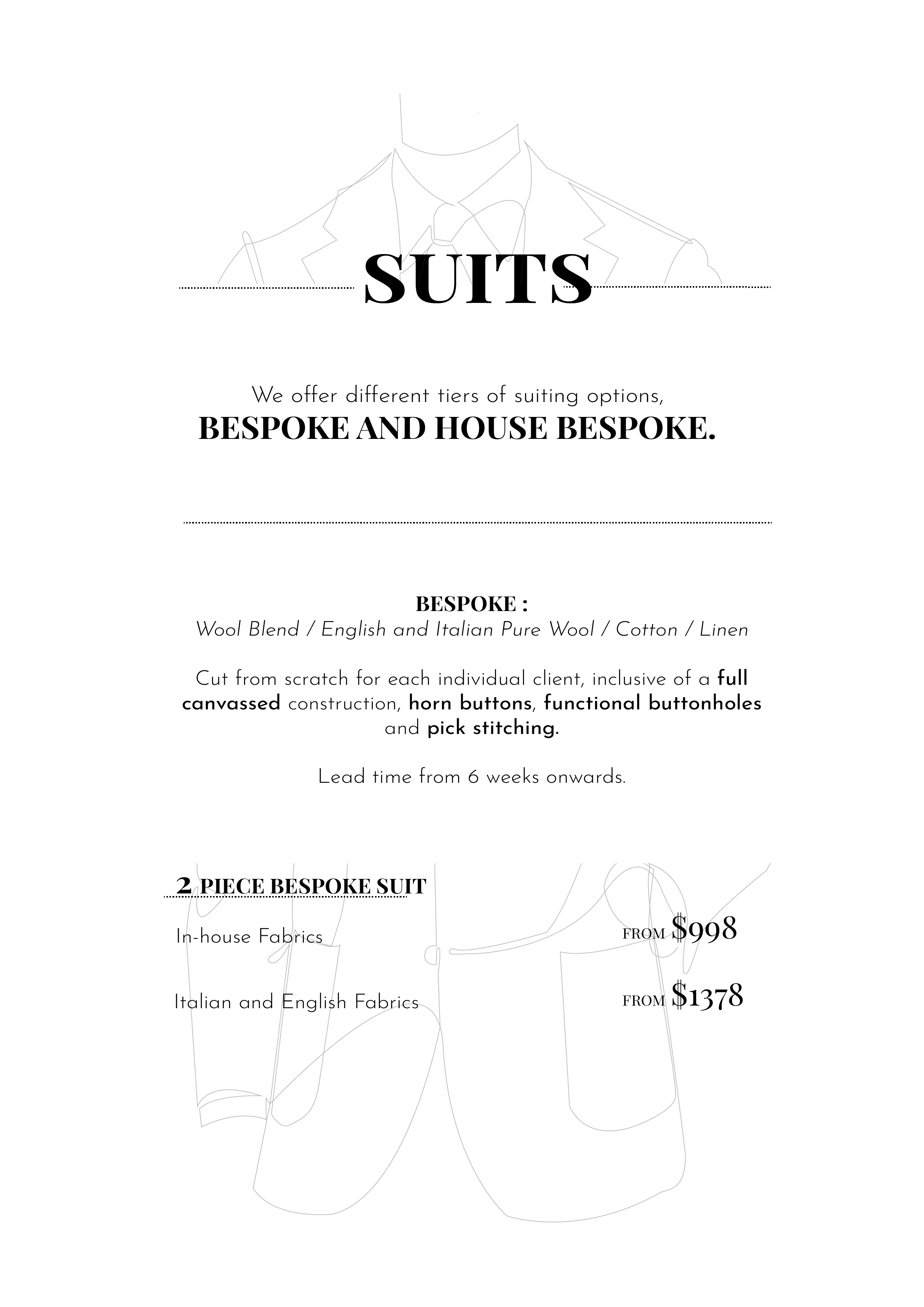Bespoke Tailoring Price List – Seamless Bespoke