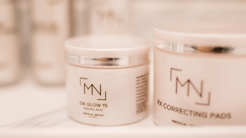 A GA Glow 15 product and RX Correcting pads.