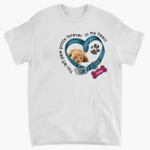 Custom Personalized Memorial Dog T-shirt/ Hoodie - Upload Photo - Gift Idea For Dog Lover/ Mother's Day/Father's Day - You Left Paw Prints Forever In My Heart - GiftWorldVip