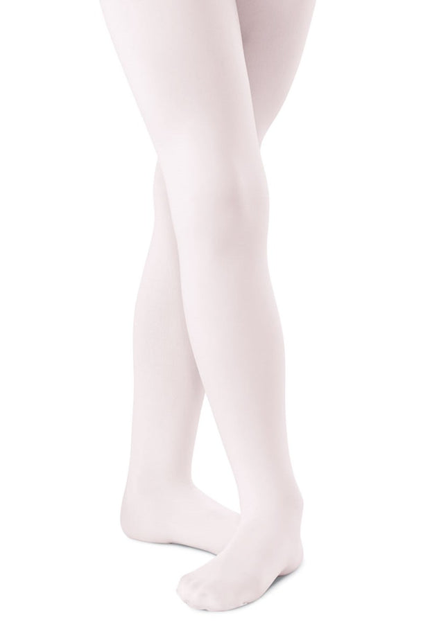 Children's White Ballet Dance Tights, Girls' Anti-pilling Footed
