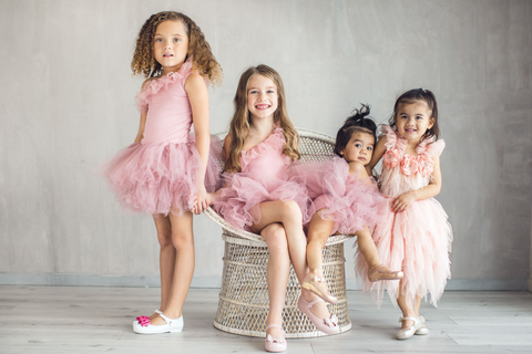 Dior Valentina's sale collection featuring luxury girls' tutu dresses and leather shoes for babies, toddlers, and girls