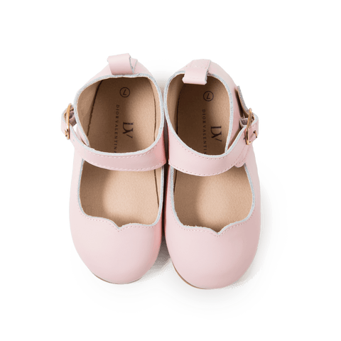 Dior Valentina leather shoes for babies, toddlers, and girls. Soft Pink Leather Mary Jane Shoes