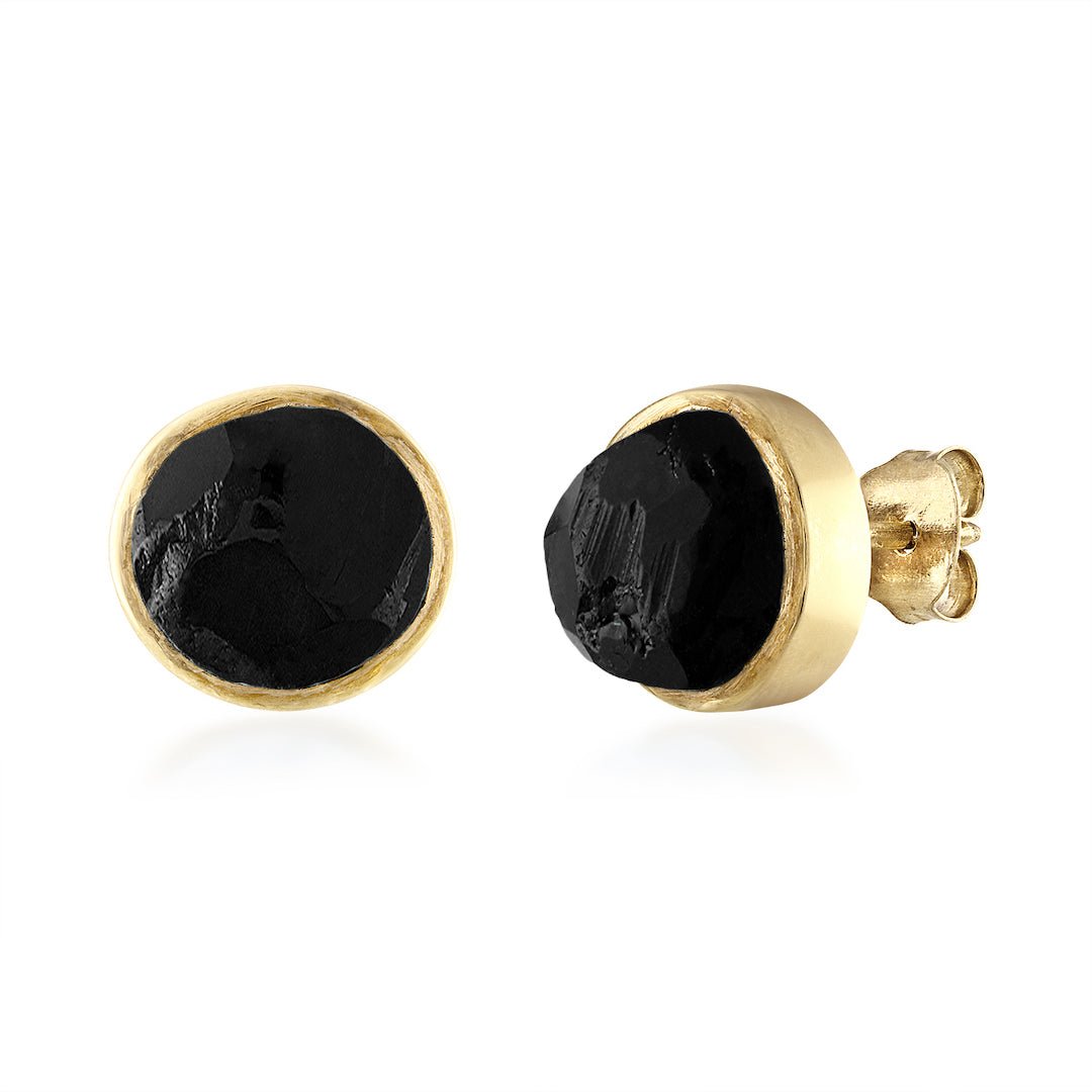 3 Carat Black Diamond Stud Earrings Clusters 14K Yellow Gold 000321