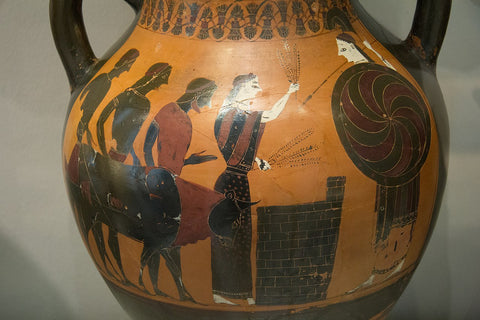 A vase depicting the sacrifice of a bull to Athena